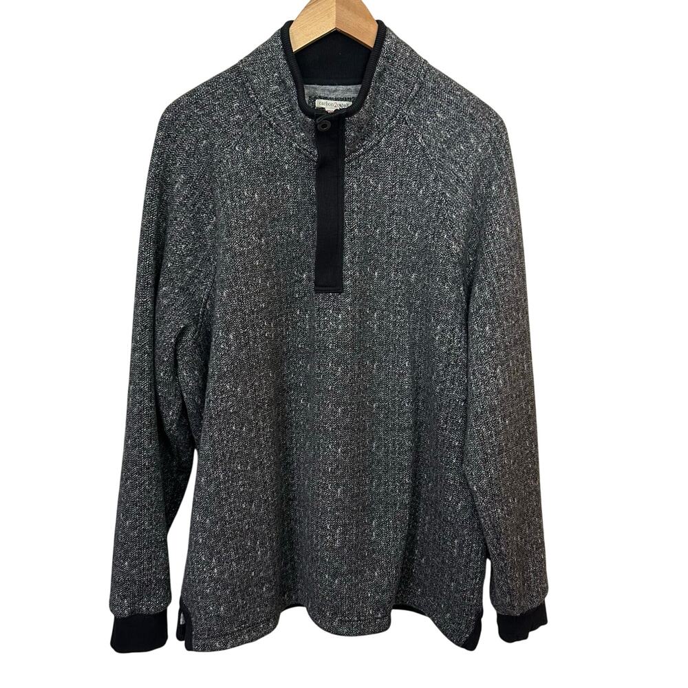 Carbon 2 Cobalt Sweater Men's XL 1/4 Zip Knit Black Gray Soft Fleece Lining